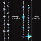 Iridescent Star Garland Holographic Hanging Star Party Decoration Banner