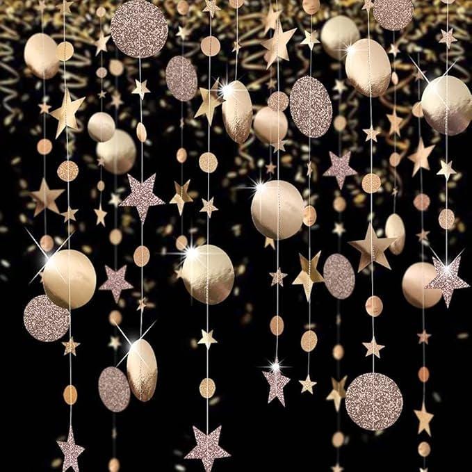 Twinkle Star Garlands Champagne Gold Party Decorations Ceiling Hanging Streamer Banner