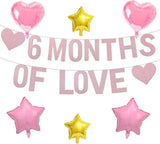 Six Months of Love Banner Heart Foil and Star Balloons for Couple Party Decor