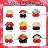 9 PCS Folding Fans Honeycomb Centerpieces Birthday Table Decorations Party Supplies