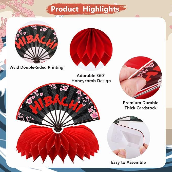 9 PCS Hibachi Honeycomb Centerpieces Japanese Party Decorations Sushi Table Decor