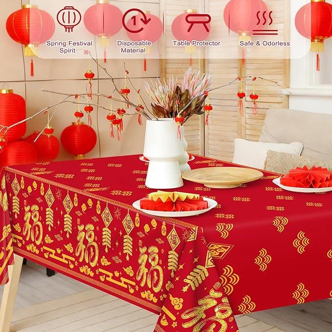 2 Pcs 2026 Chinese New Year Tablecloths 54x108 Inch Horse Spring Festival Party Decor