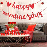 Glitter Happy Valentines Day Banner Pre Assembled Red Heart Party Home Decor