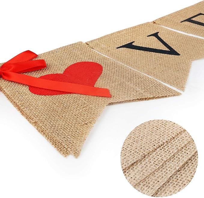 Valentines Decor Burlap Banner Be Mine Hanging Banner with 28 Felt Hearts