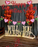 Glitter Happy Valentines Day Banner Red Pink Letters Rose Heart Party Decor