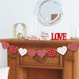 Valentines Day Wooden Red White Love Hearts Garland Rustic Banner Party Decor