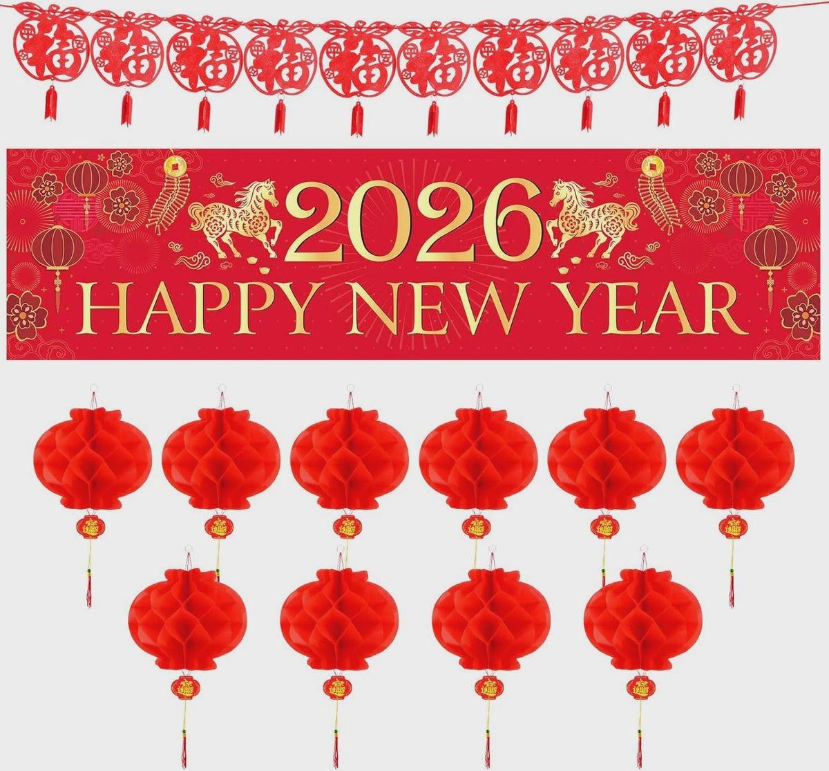 2026 Chinese New Year Year of Horse Banner Lantern Festival Decorations