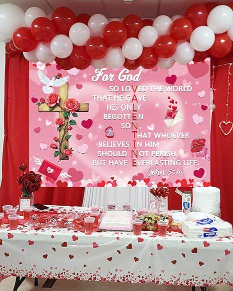 Valentines Day Christian Backdrop John 3 16 Banner School Classroom Decor