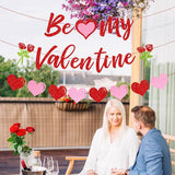 Be My Valentine Banner with Heart Garland Roses Romantic Party Decor