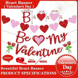 Glitter Valentine Banner Be My Valentine Red Pink Heart Party Decor