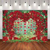 Valentines Day Backdrop Red Rose Heart Garden Wedding Party Photo Banner 82x59