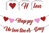 Glitter Happy Valentines Day Banner Red Pink Heart Garland Party Decor