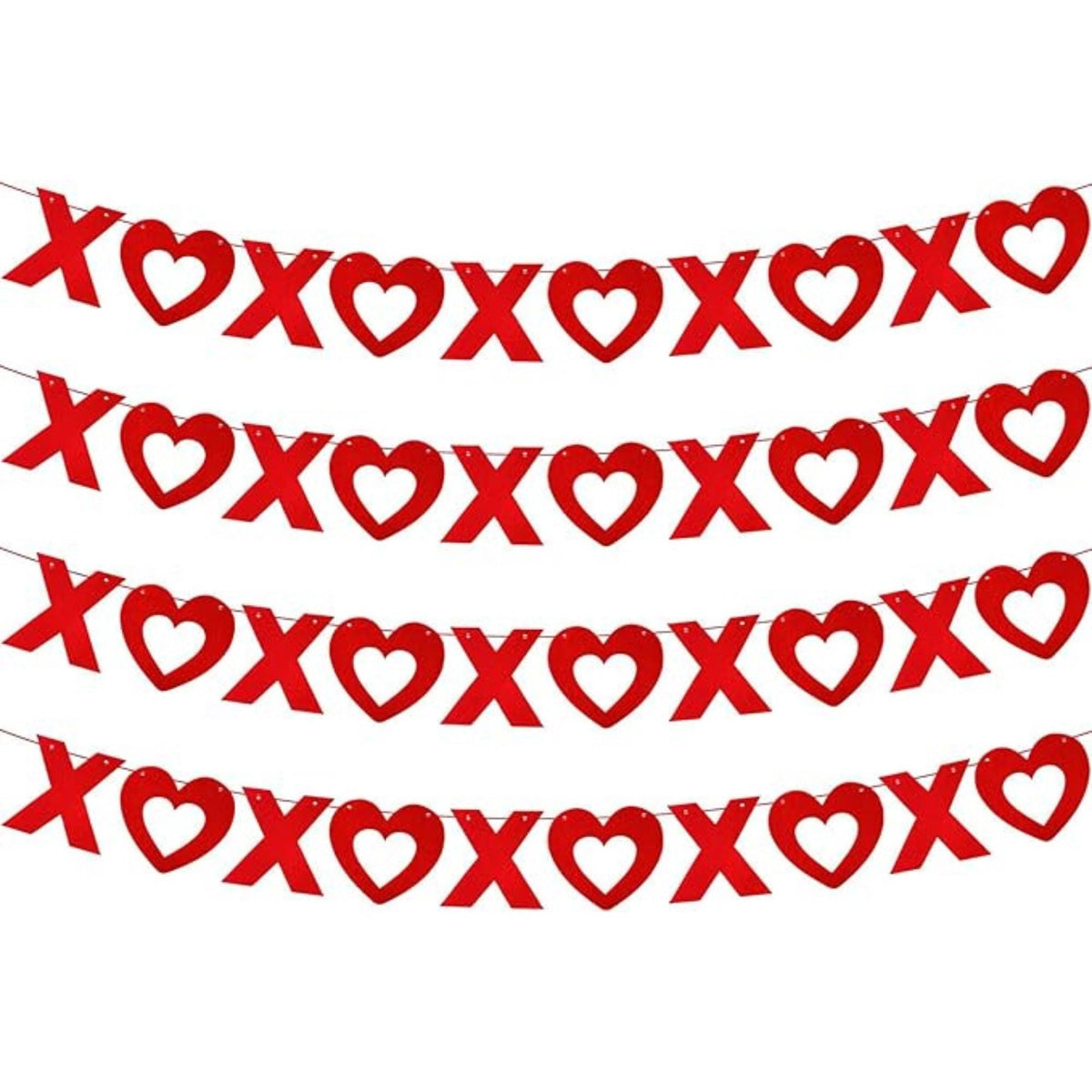 4 Pack Felt Red Pink XOXO Heart Garland Banners Valentines Wedding Decor