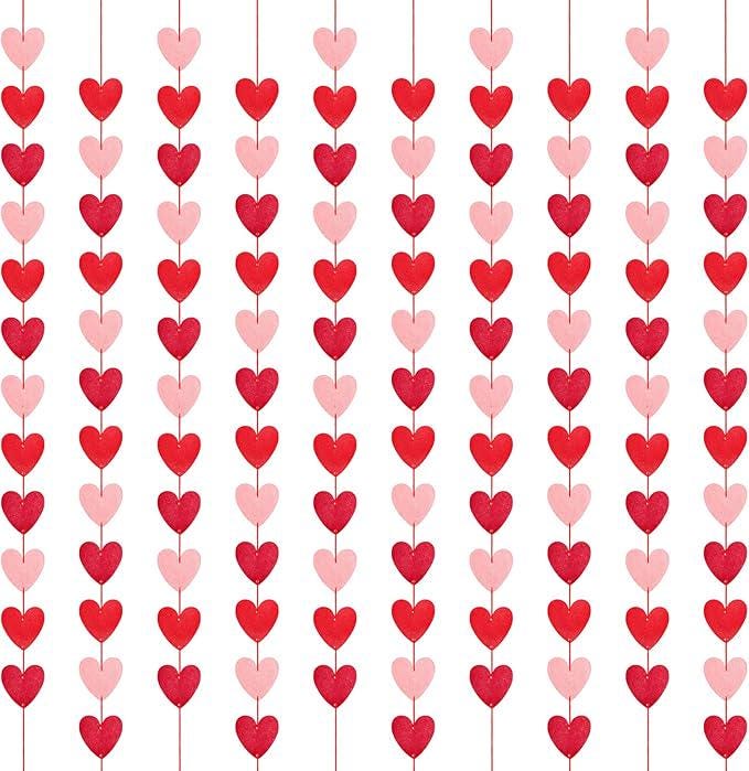 Valentine Heart Garland Banner Paper Hearts Hanging Red Pink Burgundy Decor