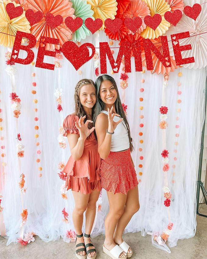 Red Be Mine Heart Garland Valentines Day Banner Party Decoration