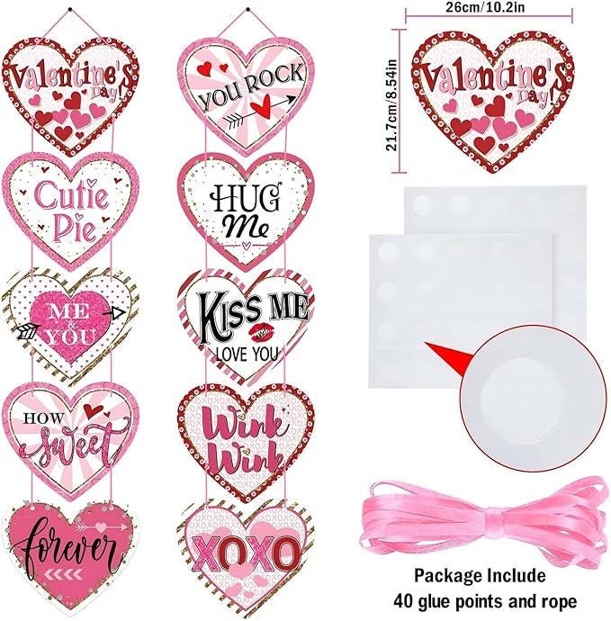 Valentine Heart Door Banner Pink Hanging Porch Decoration Romantic Holiday