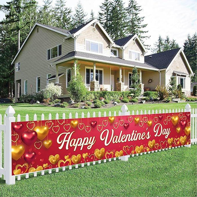 Happy Valentines Day Banner Extra Large Valentine Yard Outdoor Party Decoration