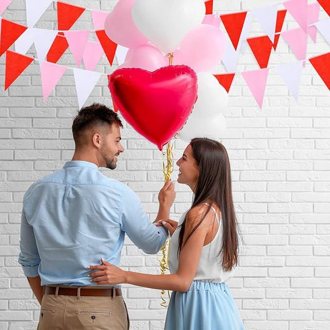 165 Feet Valentines Triangle Pennant Banner Red White Pink Party Decoration