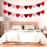 4 Pack Felt Heart Banner Garland Red Pink Hanging Valentines Day Decoration