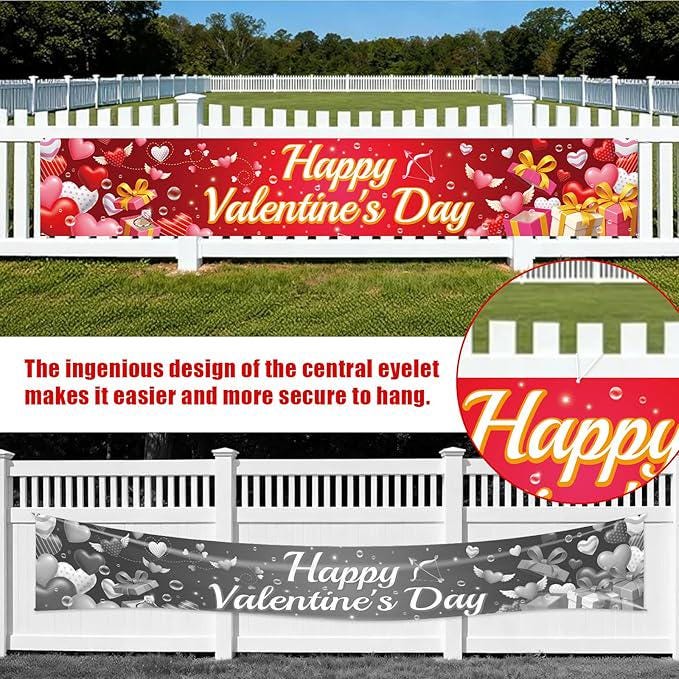 Valentines Banner Red Heart Happy Valentines Outdoor Yard Decoration