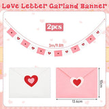 2 Pcs 19.7 Ft Valentine Love Letter Felt Heart Envelope Hanging Banner