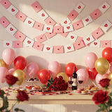 2 Pcs 19.7 Ft Valentine Love Letter Felt Heart Envelope Hanging Banner