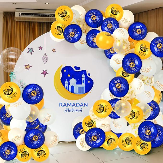 32 Pcs Ramadan Mubarak Balloons Black Gold Latex 12 Inch Eid Party Decor
