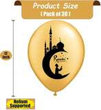 30 Pcs Ramadan Mubarak Balloons Gold Blue Eid Latex Decorations for Eid