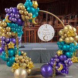 Eid Mubarak Balloon Arch Kit: Turquoise, Gold, Purple Ramadan Decorations