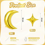 Moon and Star Balloons 36 Inch Gold Moon 18 Inch Star Foil Party Decor