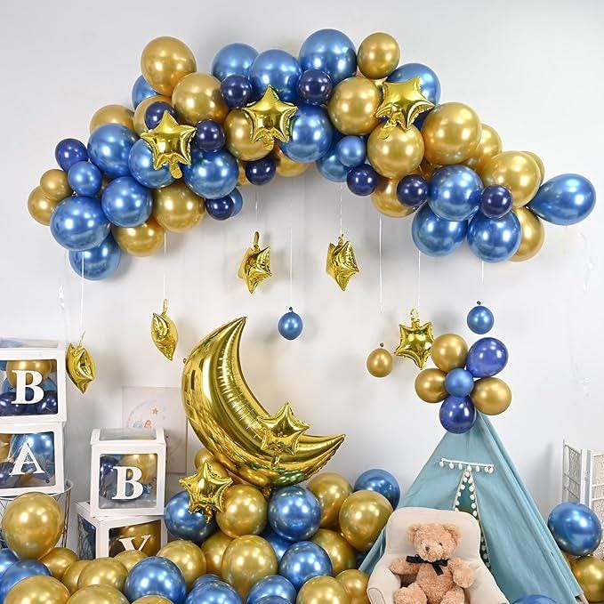 Moon Star Balloons Foil Mylar Five Point Stars New Year Ramadan Party Decor