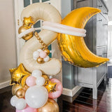 Moon Star Balloons Foil Mylar Five Point Stars New Year Ramadan Party Decor
