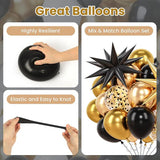 52 Pcs Black Gold Metallic Balloons Confetti 12 Inch Party Graduation Wedding Decor