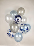 16 Pcs Moon Star Balloons Bouquet Blue Baby Shower Birthday Eid Ramadan Decor