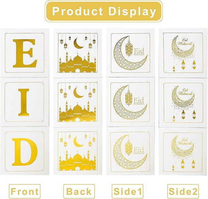 Eid Mubarak Home Decoration 2025 White Gold Balloon Arch Star Moon Ramadan Decor
