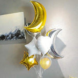 6PCS 36 Inch Gold Moon Foil Balloons Birthday Wedding Party Decor
