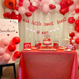 Our Little Sweetheart Is One Glitter Banner Valentine First Birthday Party Decor