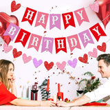 Valentines Day Birthday Banner Red Pink Garland Happy Valentines Party Decor