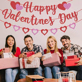 Glitter Happy Valentines Day Banner Red Pink Hanging Heart Party Decoration