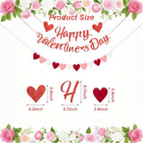 Happy Valentines Day Glitter Banner Red Pink Heart Garland Party Decor