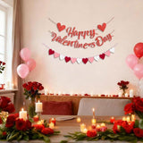 Happy Valentines Day Glitter Banner Red Pink Heart Garland Party Decor