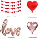 Valentines Day Decor Set: Felt Heart Garland, Rose Gold Love Balloon