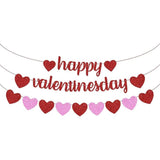 Glitter Happy Valentines Day Banner Red Pink Heart Garland Valentines Party Home Decor