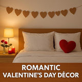 Valentines Day Banner 15PCS Heart Burlap Garlands Natural Color Hanging Party Decor