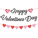 Glitter Happy Valentines Banner 10 Feet Heart Garland Valentines Party Decor