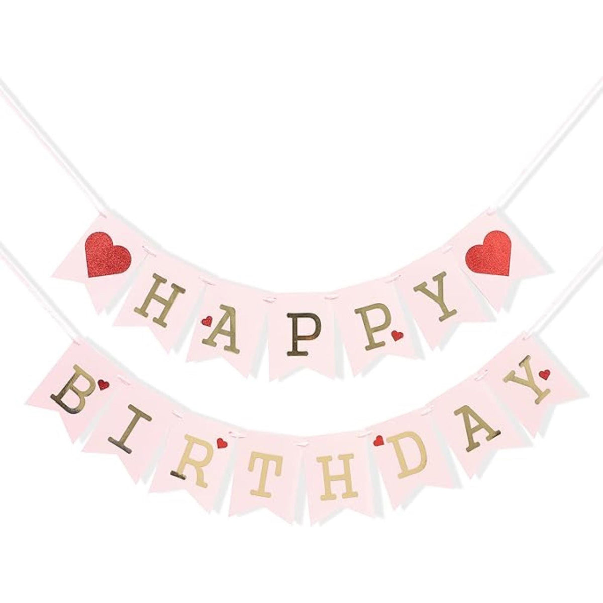 Red Heart Happy Birthday Banner Valentines Day Pink Wall Garland Party Decor