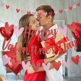 Red Glitter Happy Valentines Day Banner Heart Garland Valentines Party Decor