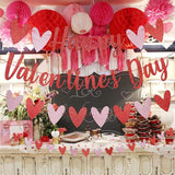 Red Glitter Happy Valentines Day Banner Heart Garland Valentines Party Decor