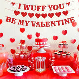 Valentines Day Banner Garland Set of 3 Red Heart Glitter Garlands Party Decor
