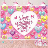 Happy Valentines Day Backdrop Conversation Heart Photo Banner 7x5FT Party Decor